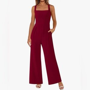 NWT Pretty Garden Deep Red Sleeveless Romper / Pantsuit, Size XL